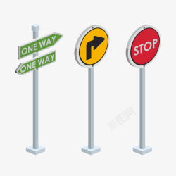 简单立体路标指示牌素材