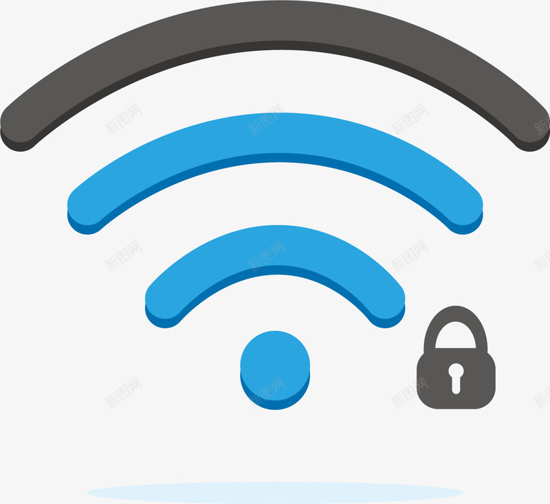 带锁的wifi信号格图标png_新图网 https://ixintu.com WIFI信号格 wifi wifi信号 信号格 带锁的wifi 无线网信号 普通