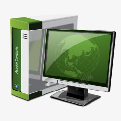 矢量质感电脑绿色的台式电脑图标高清图片