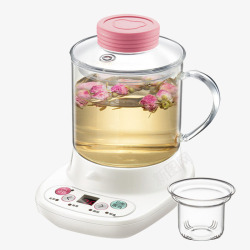 煮茶器陶瓷茶壶泡制玫瑰花茶的水壶高清图片