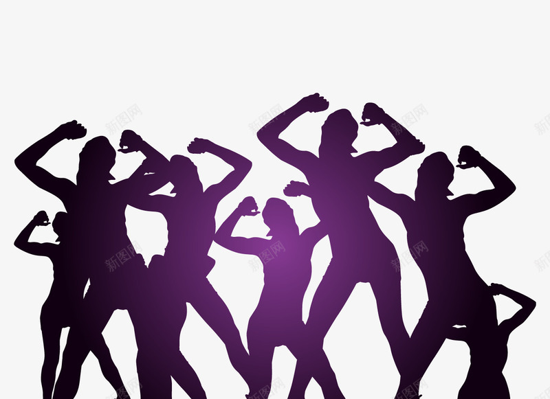 跳舞人群png免抠素材_新图网 https://ixintu.com png图片素材 免费png素材 很多人 紫色 紫色人头 美女剪影 舞蹈剪影