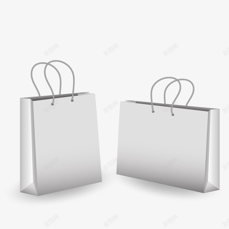 两个纸袋png免抠素材_新图网 https://ixintu.com 3D 白色 立体 购物