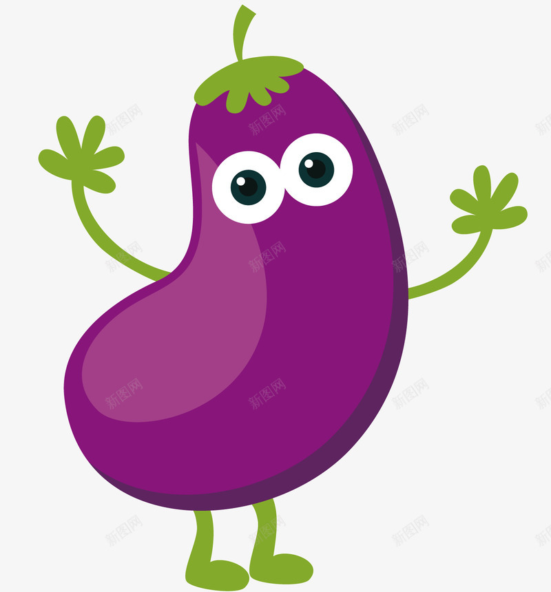 一个紫色茄子矢量图ai免抠素材_新图网 https://ixintu.com 卡通形象 紫色茄子 绿色叶子 蔬菜 食物 矢量图