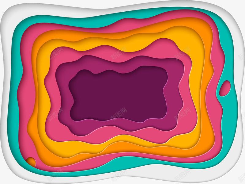 创意多彩立体剪纸png免抠素材_新图网 https://ixintu.com 3D纸雕 创意剪纸 叠加剪纸 多彩剪纸 波浪纹 立体剪纸