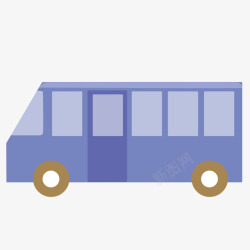 公交出行手绘卡通紫色扁平化汽车公交车高清图片