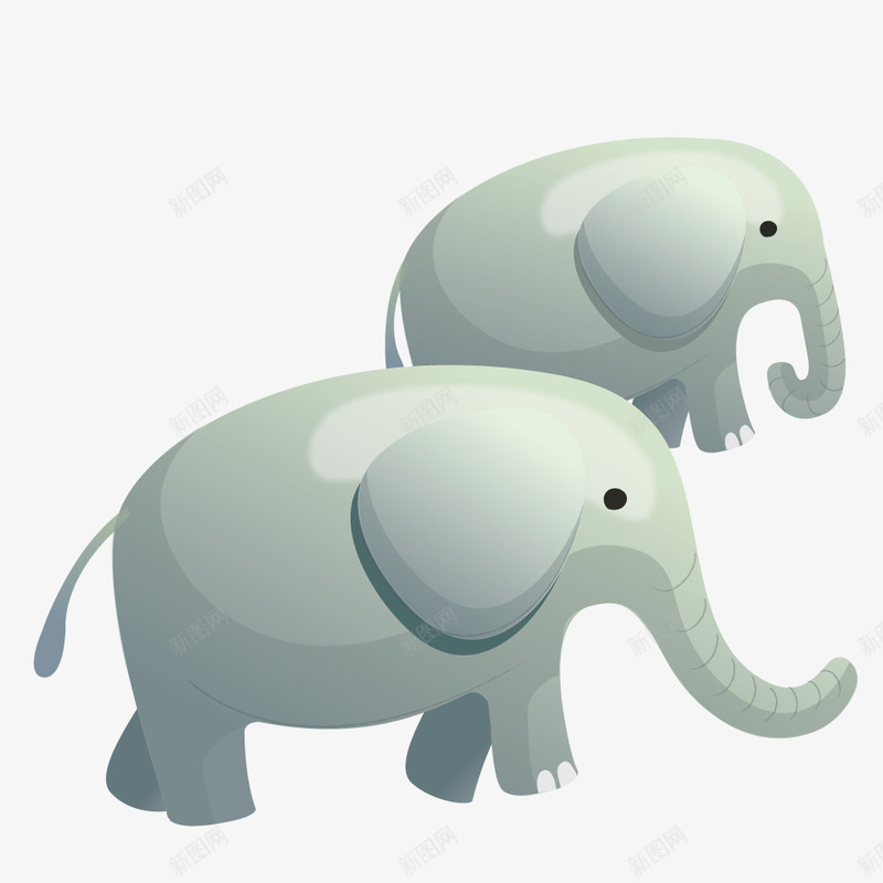 两只卡通大象png免抠素材_新图网 https://ixintu.com 一对大象 动物 卡通 大象