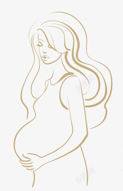 陪护怀孕的妈妈手绘高清图片