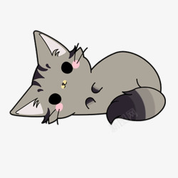 手绘灰色卡通猫可爱素材