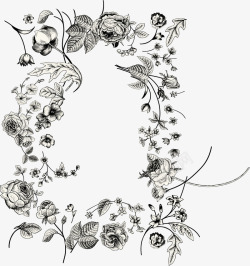 黑白涂鸦花朵素描花朵底纹高清图片