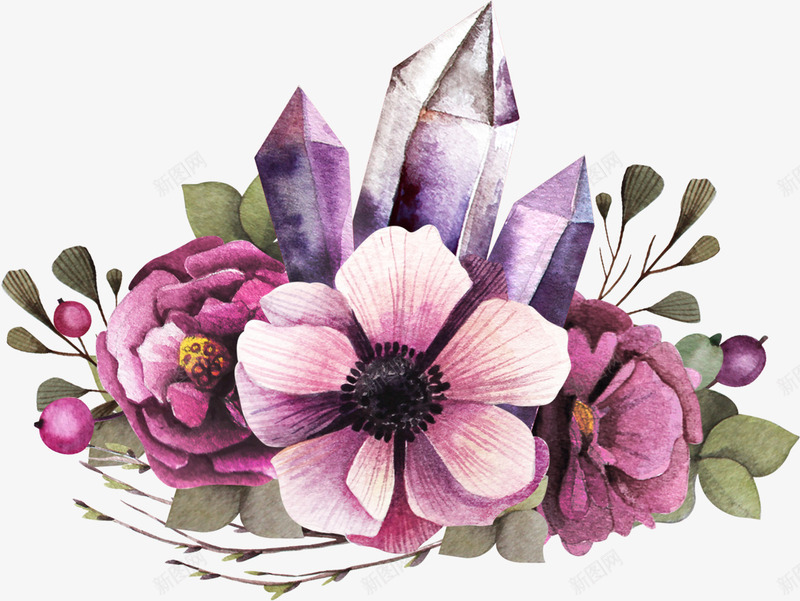 紫色花簇和不规则图png免抠素材_新图网 https://ixintu.com 不规则图 手绘 紫色 花朵