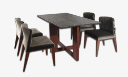 灰色木制餐桌椅素材