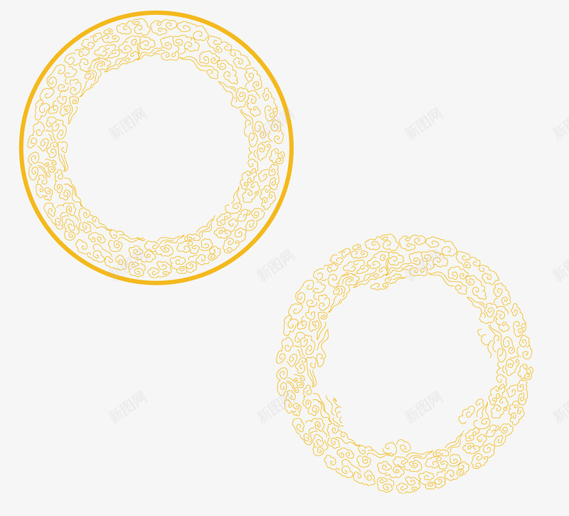 金色的圆形传统边框纹理矢量图ai免抠素材_新图网 https://ixintu.com 中国 传统 圆形边框 边框纹理 金色 矢量图