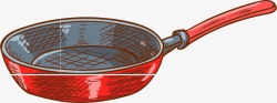 锅柄卡通红色炒锅高清图片