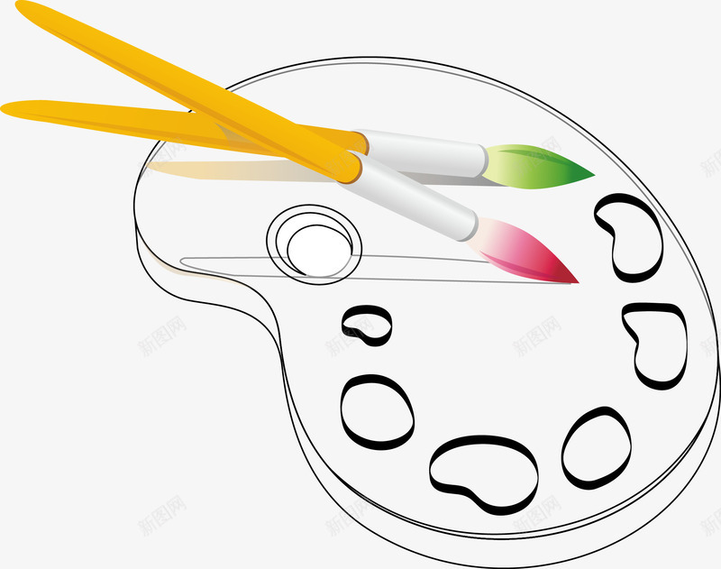 画笔调色盘矢量图ai免抠素材_新图网 https://ixintu.com 水彩 水粉画 画笔 绘画 调色盘 矢量图