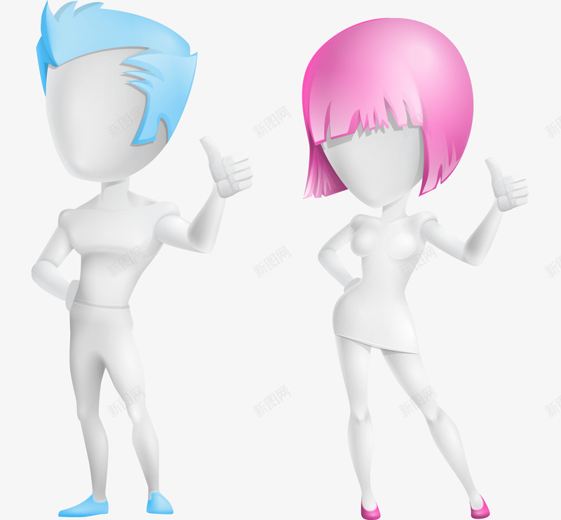 3D立体时尚发型男人女人拇指矢量图ai免抠素材_新图网 https://ixintu.com 3D的男人 人物拇指 平面人物素材 时尚的发现 立体的女人 矢量图