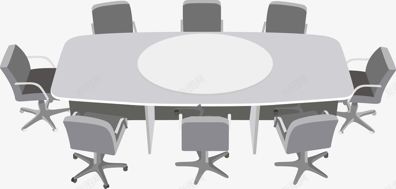 会议室桌椅png免抠素材_新图网 https://ixintu.com 桌子 椅子 灰色