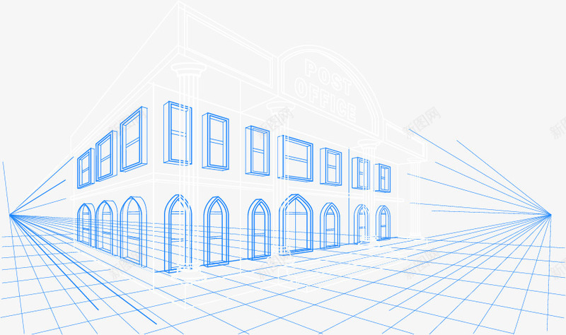 手绘透视png免抠素材_新图网 https://ixintu.com 3d视图 二维透视 建筑 透视