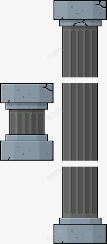 卡通柱子png免抠素材_新图网 https://ixintu.com 圆柱 柱子 灰色 镂空 黑蓝色