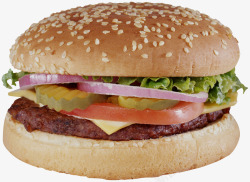 一个汉堡一个牛肉蔬菜汉堡包高清图片
