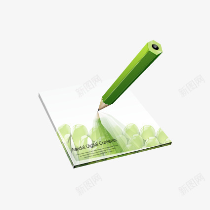 绿色质感铅笔图标png_新图网 https://ixintu.com UI图标 互联网 创意图标 图案 扁平化图标 画画 立体化图标 纸 绿色质感图标 铅笔