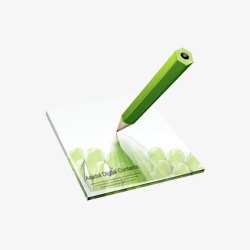 铅笔与纸绿色质感铅笔图标高清图片