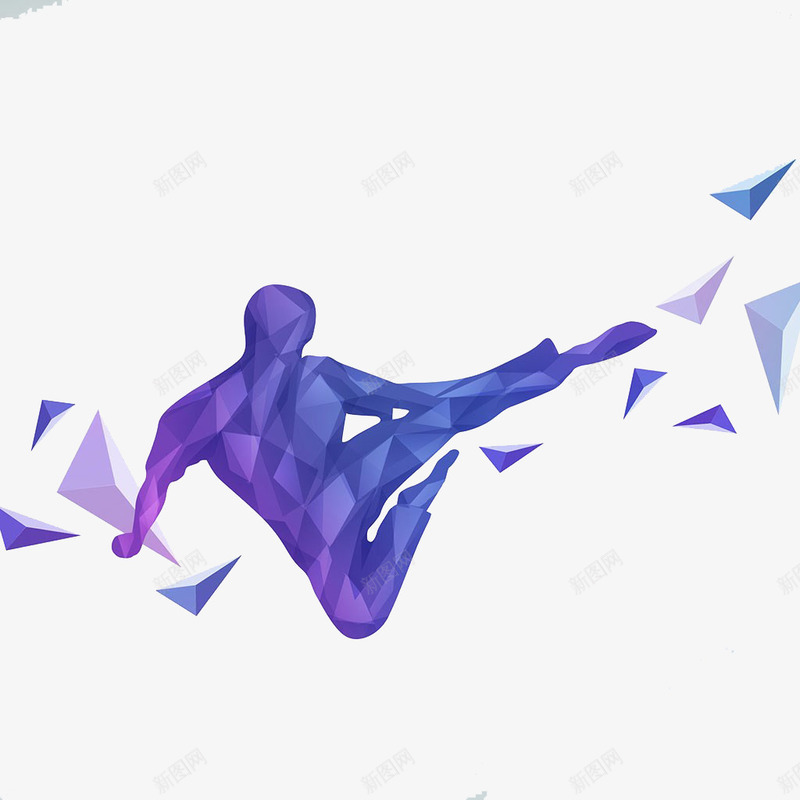 紫色抽象武术插画png免抠素材_新图网 https://ixintu.com 一个人 武术 跳跃 运动