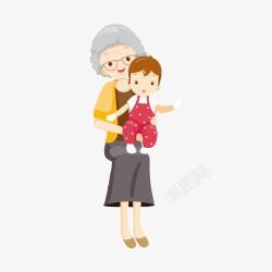 抱着孩子的奶奶矢量图素材