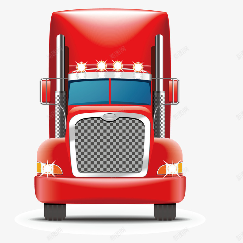重型卡车矢量图ai免抠素材_新图网 https://ixintu.com 3D 灯光 红色 运输 矢量图