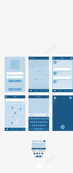 ui设计app手机图标与界面矢量图高清图片