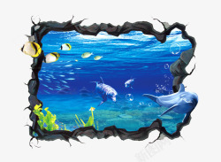鱼背景墙蓝色海洋高清图片