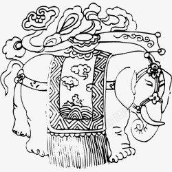 手绘傣族大象图素材