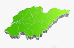绿色立体山东地图素材