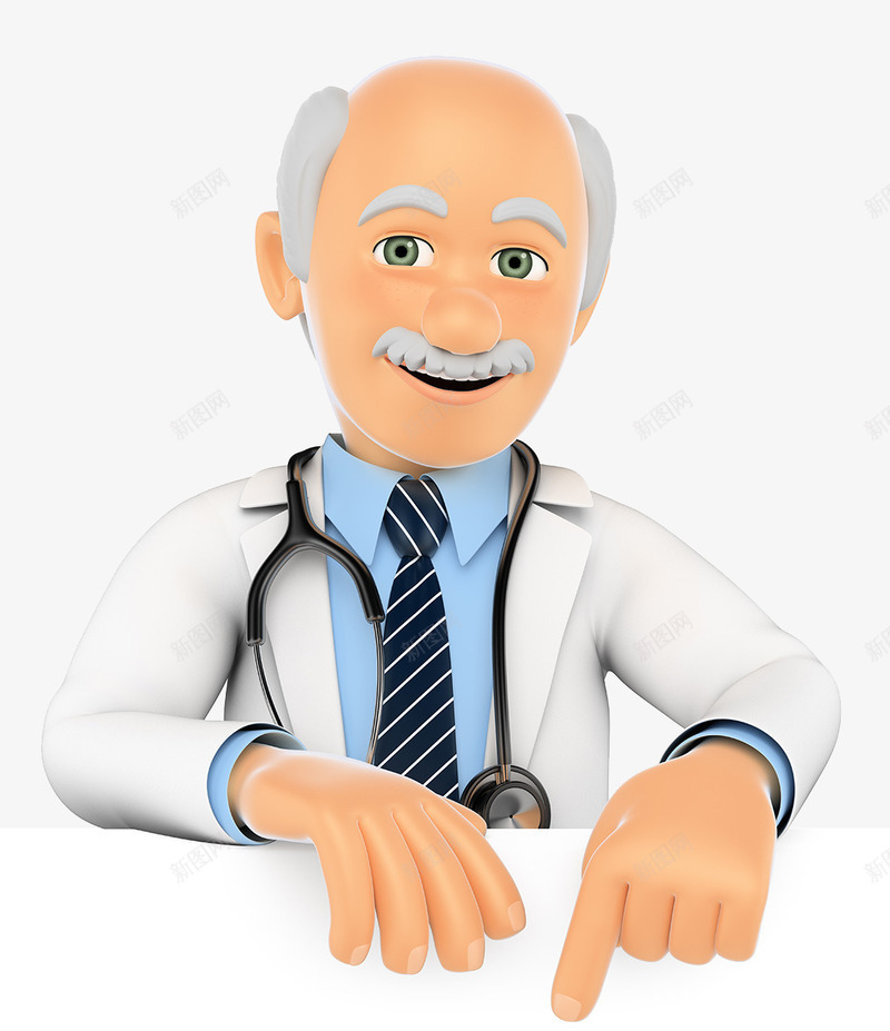医生png免抠素材_新图网 https://ixintu.com 3D人物 人物 人物设计 医疗 卡通人物 白大褂 白头发医生 老人 职业人物