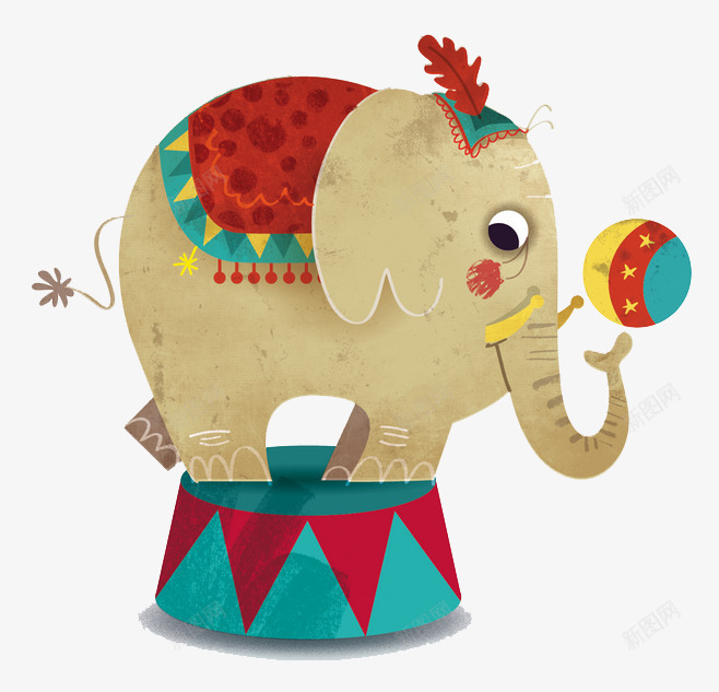 马戏团的大象png免抠素材_新图网 https://ixintu.com 儿童插画 卡通 卡通元素 大象 故事插画 马戏团