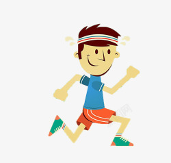 跑步健身的男孩卡通形象素材