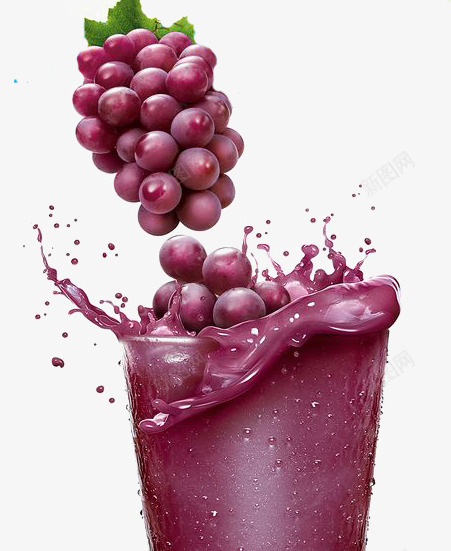 葡萄果汁png免抠素材_新图网 https://ixintu.com 创意果汁 成熟的葡萄 水果 紫色葡萄