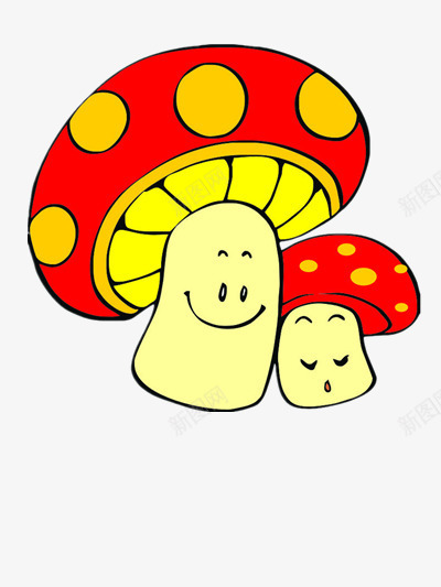 蘑菇妈妈和孩子png免抠素材_新图网 https://ixintu.com 卡通 素材 红色