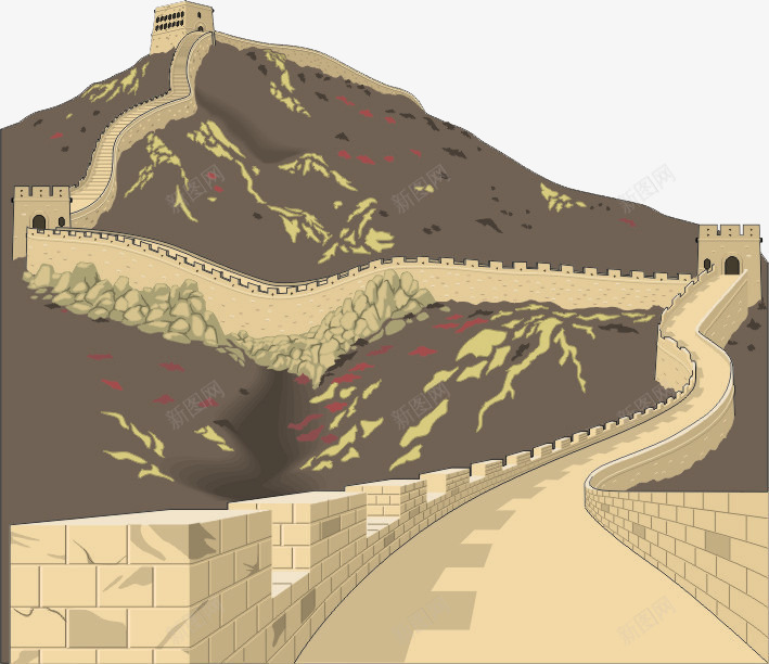 长城装饰png免抠素材_新图网 https://ixintu.com 灰色 烽火台 装饰 长城