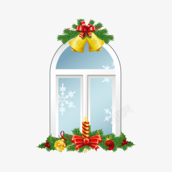 装饰圣诞饰品的窗户矢量图素材