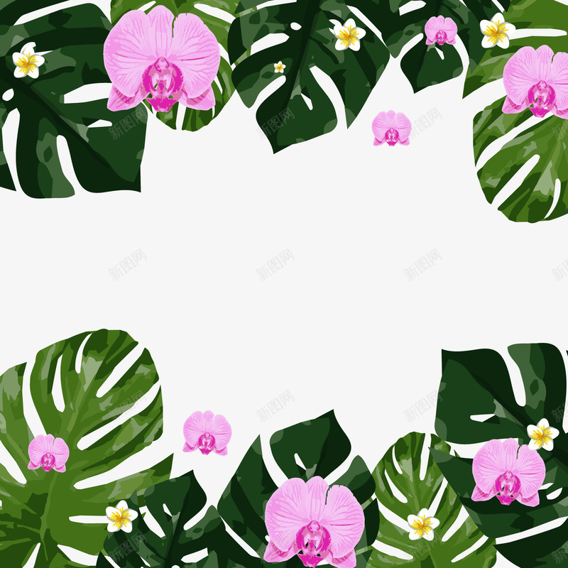 热带植物紫色花朵矢量图ai免抠素材_新图网 https://ixintu.com 卡通花朵 植物 紫色花朵 绿色叶子 背景装饰 矢量图