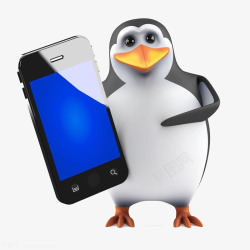 拿手机的企鹅素材