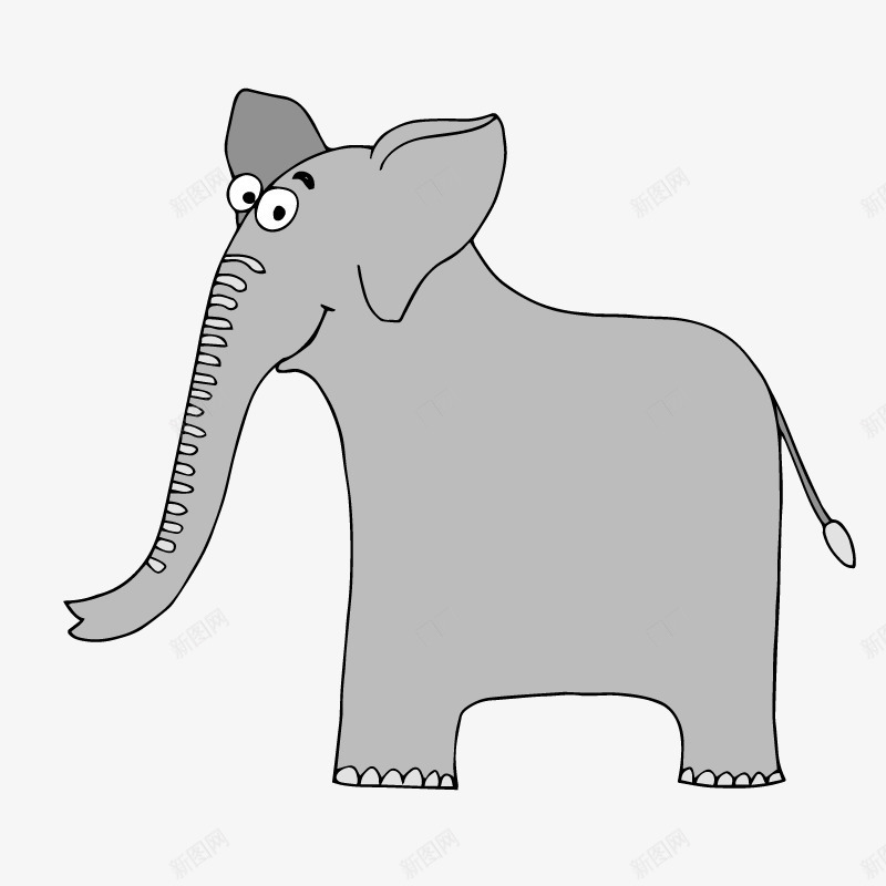 灰色的长鼻大象png免抠素材_新图网 https://ixintu.com 动物 大象卡通 大鼻子 彩铅 灰色