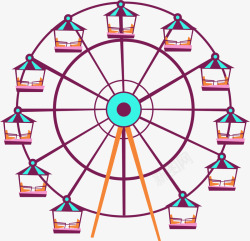 摩天轮玩具紫色扁平游乐场摩天轮高清图片