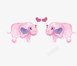 粉色爱心大象矢量图素材