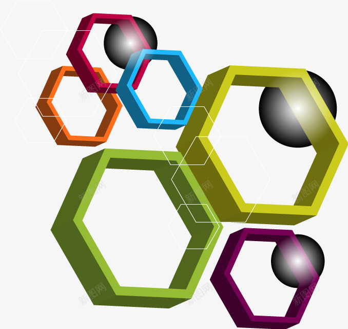 不规则的六角形矢量图ai免抠素材_新图网 https://ixintu.com 六角边框 几何 科技 科技背景素材 矢量图