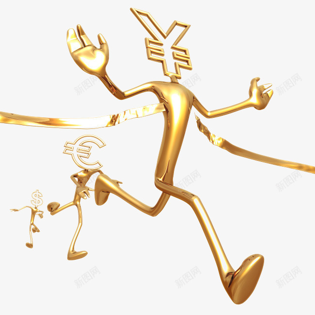 3D金属人形奔跑元素png免抠素材_新图网 https://ixintu.com 3D 人民币 人物 奔跑 符号 金属 金色