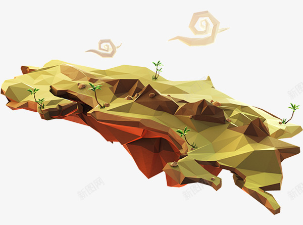 不规则金色山地模型游戏png免抠素材_新图网 https://ixintu.com 不规则 山地 模型 游戏 金色