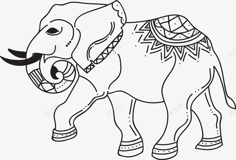 手绘印度波希米亚风格png免抠素材_新图网 https://ixintu.com 印度风格 古老 大象 手绘 波希米亚风格