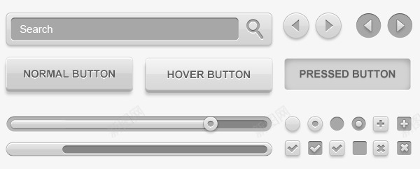 白灰色UI元素图标png_新图网 https://ixintu.com UI 图标 搜索栏 播放条 进度条