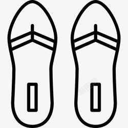 一双凉鞋拖鞋顶部视图轮廓图标高清图片